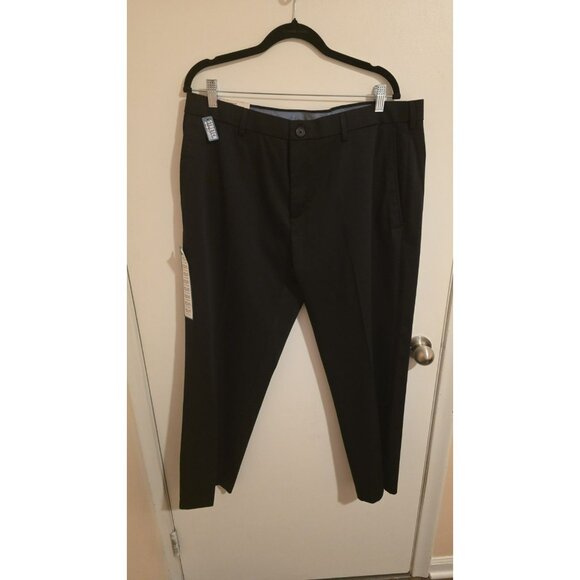 Haggar Khaki Pants Mens Black No Iron 38Wx29L Straight Fit Flat Front Msrp $55 - Picture 1 of 15